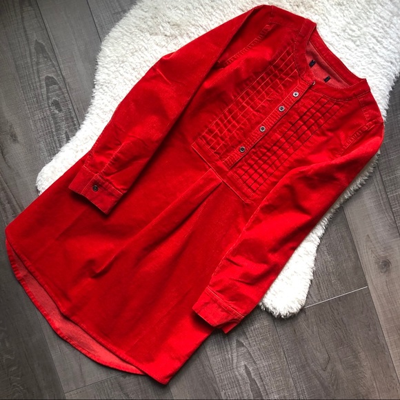 Gap Girls Red Corduroy Pintuck Dress Long Sleeve - Picture 6 of 8